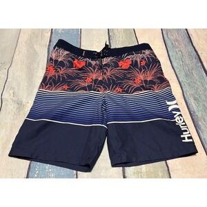 Hurley Hawaiian Red White Blue Floral Board Shorts Sz 16/28 Tub3